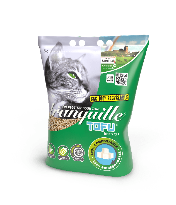 Litière tranquille Tofu pour chat