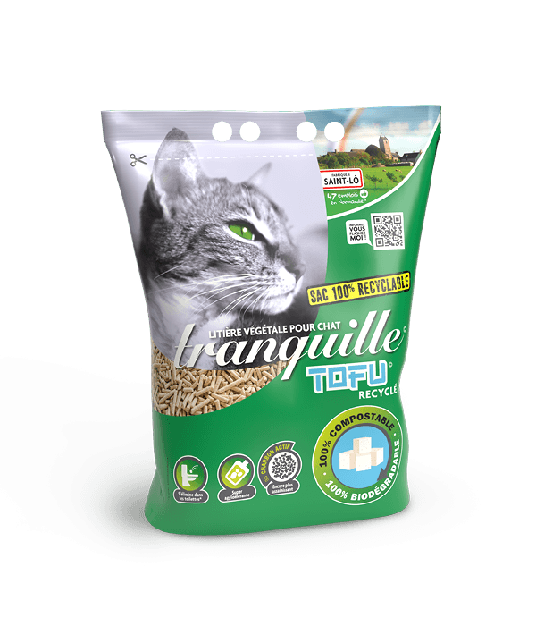Litière tranquille Tofu pour chat