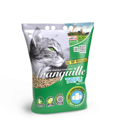 Litière tranquille Tofu pour chat
